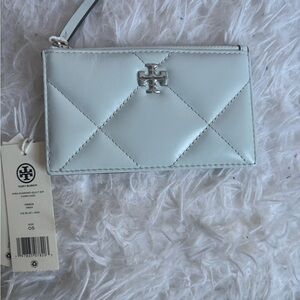 Tory Burch Quilted Light Blue Wristlet